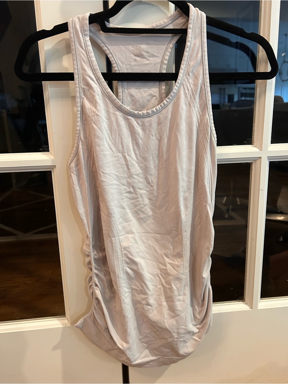 Athleta Light Gray Ruched Racerback Tank Top